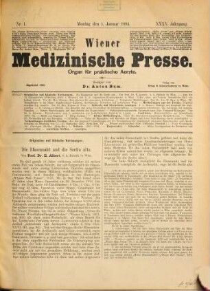 Wiener medizinische Presse : Organ für praktische Ärzte. 35. 1894