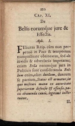 Cap. XI. De Bellis eorumque jure & Effectis.