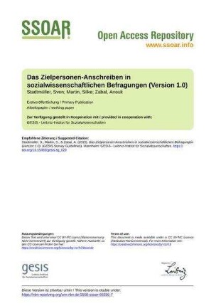 Das Zielpersonen-Anschreiben in sozialwissenschaftlichen Befragungen (Version 1.0)