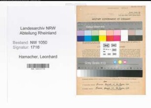 Entnazifizierung Leonhard Hamacher , geb. 22.07.1896 (Hausmeister)