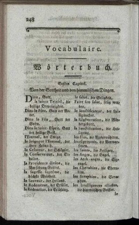 Vocabulaire. Wörterbuch.