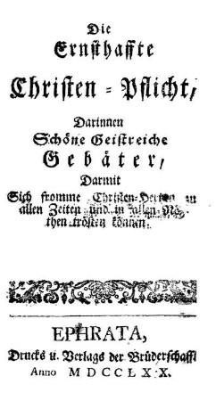 Die Ernsthaffte Christen-Pflicht