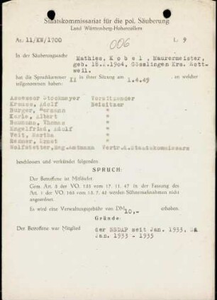 Kobel, Mathies