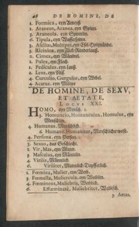 De Homine, De Sexu, Et Aetate. Locus XXI.