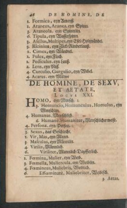 De Homine, De Sexu, Et Aetate. Locus XXI.