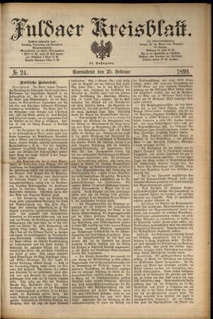 Erste Ausgabe vom Samstag, den 25. Februar 1899.