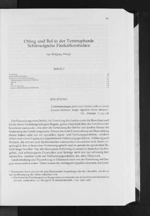 Otting und Bol in der Tyrstrupharde: Schleswigsche Flurkartenstudien