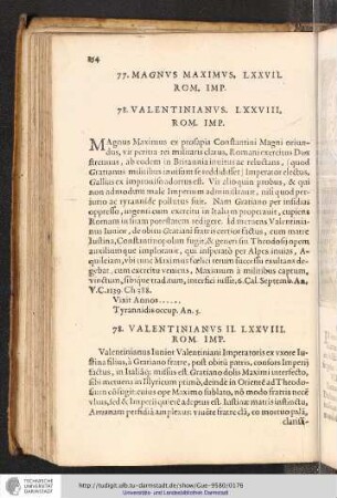 77. Magnus Maximus. LXXVII. Rom. Imp. 78. Valentinianus. LXXVIII. Rom. Imp.