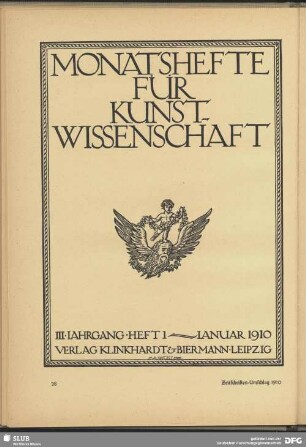Zeitschriftenumschlag "Monatshefte für Kunstwissenschaft"