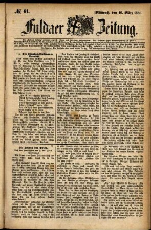 Ausgabe vom Mittwoch, den 16. März 1881.