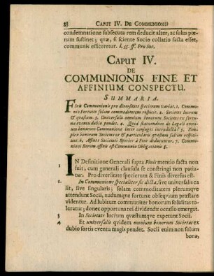 Caput IV. De Communionis Fine Et Affinium Conspectu.