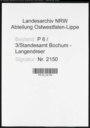 Namensverzeichnis Bochum - Langendreer, Todesfälle