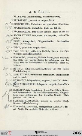 A. Möbel (Nr. 1-54)