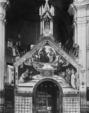 Der Heiligen Franziskus erhält die Konzession des Ablasses von Christus und Maria