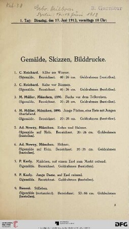 Dienstag, vormittags 10 Uhr (Nr. 1-180)