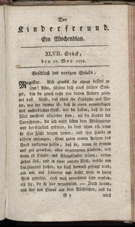 XLVII. Stück den 27. May 1776