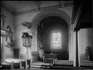 Sennfeld Evangelische Kirche Innensicht Richtung Kanzel und Altar nach Südwesten