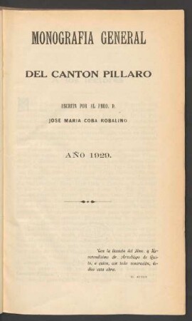Monografía general del cantón Píllaro