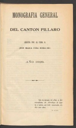 Monografía general del cantón Píllaro
