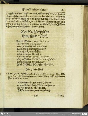 Der Sechste Psalm. Gewissens-Noth