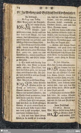 IV. Zu Anfang und Beschluß des Kirchenjahrs