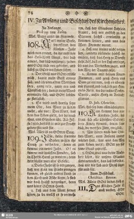 IV. Zu Anfang und Beschluß des Kirchenjahrs