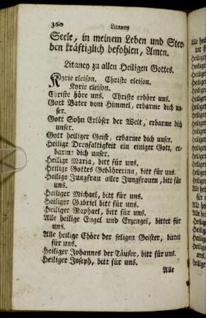 Litaney zu allen Heiligen Gottes. - Gebeth einer Wittfrau.