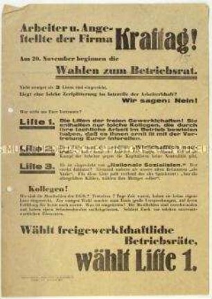 Aufruf zur Betriebsratswahl des Kraftag-Konzerns