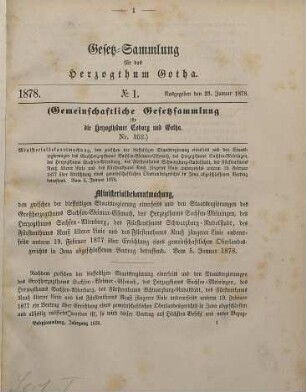 1878: Gesetzsammlung für das Herzogthum Gotha