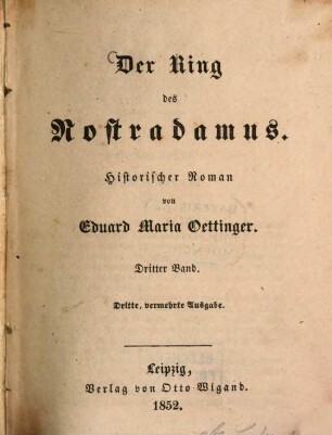 Der Ring des Nostradamus : Histor. Roman, 3