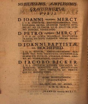 Disp. iur. inaug. de statu hominum