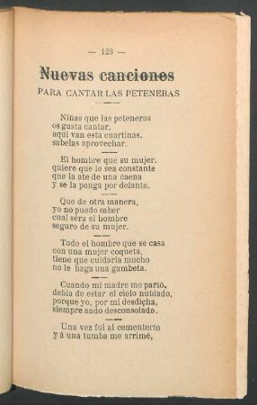 Nuevas canciones para cantar las peteneras