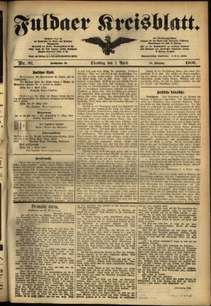 Ausgabe vom Dienstag, den 07. April 1908.