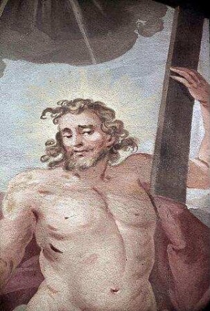 Der auferstandene Christus innerhalb einer Gruppe von Heiligen