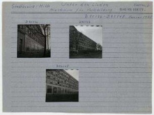 Ministerium für Volksbildung. Berlin, Mitte, Unter den Linden/Otto-Grotewohl-Straße (seit 1993 Wilhelmstraße)