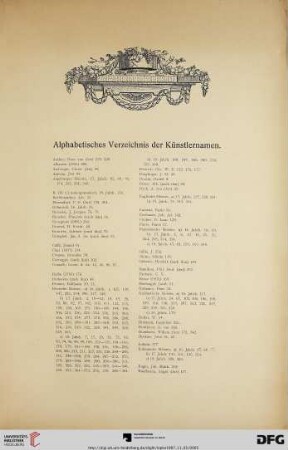 Alphabetisches Verzeichnis der Künstlernamen