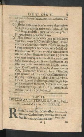 Cap. II. De Summa In Terris Sacra, Vel Ecclesiastica Potestate
