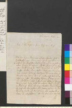 Brief von Crusen an Goethe, Johann Wolfgang von