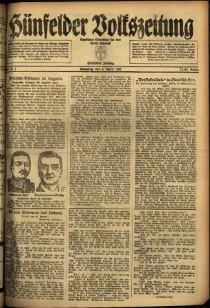 Ausgabe vom Samstag, den 02. April 1921.