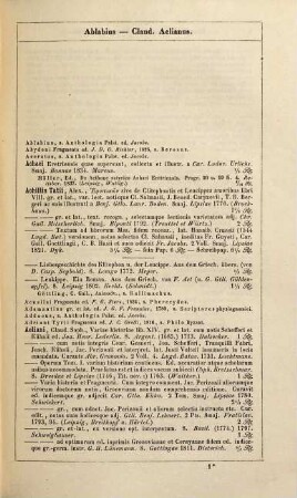 Bibliotheca Scriptorum Classicorum Et Graecorum Et Latinorum : alphabetisches Verzeichniss der Ausgaben, Uebersetzungen und Erläuterungsschriften der griechischen und lateinischen Schriftsteller, welche vom Jahre 1700 bis zu Ende des Jahres 1846 besonders in Deutschland gedruckt worden sind