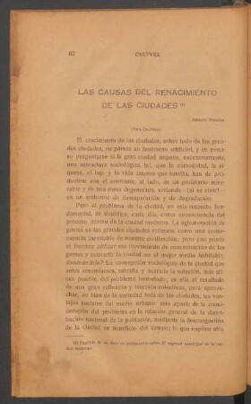 Las causas del renacimiento de las ciudades