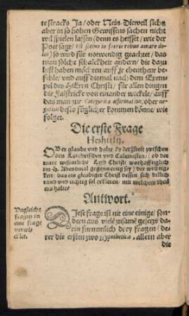 Die erste Frage Heshusii.