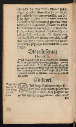 Die erste Frage Heshusii.