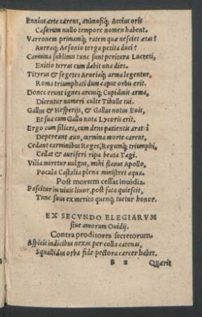 Ex Secundo Libro Elegiarum sive amorum Ovidii.