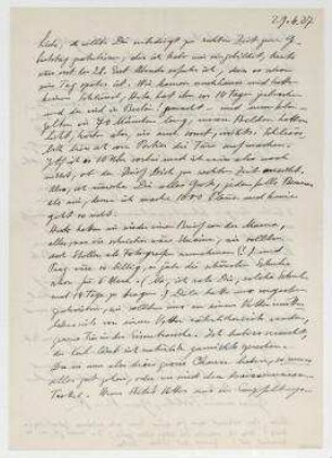 Brief von Raoul Hausmann an Elfriede Hausmann. Prag. Anlage: Fotografie des Hauses von Raoul Hausmann.