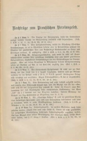 Nachträge zum Preußischen Vereinsgesetz.