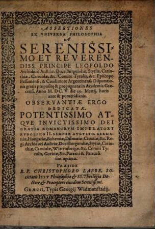 Assertiones ex universa philosophia