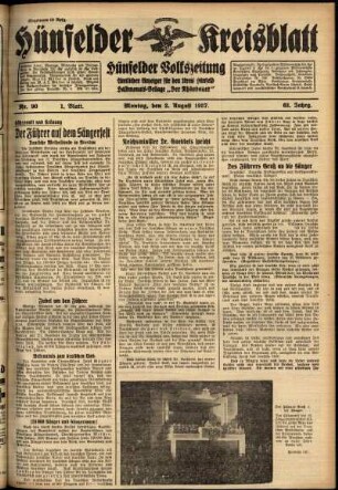 Erste Ausgabe vom Montag, den 02. August 1937.