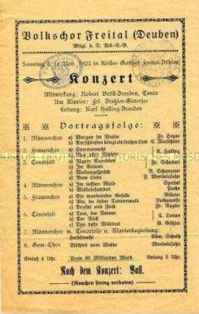 Konzertprogramm des Volkschors Freital (Deuben)