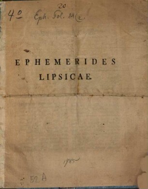 Ephemerides Lipsicae : anni. 1785